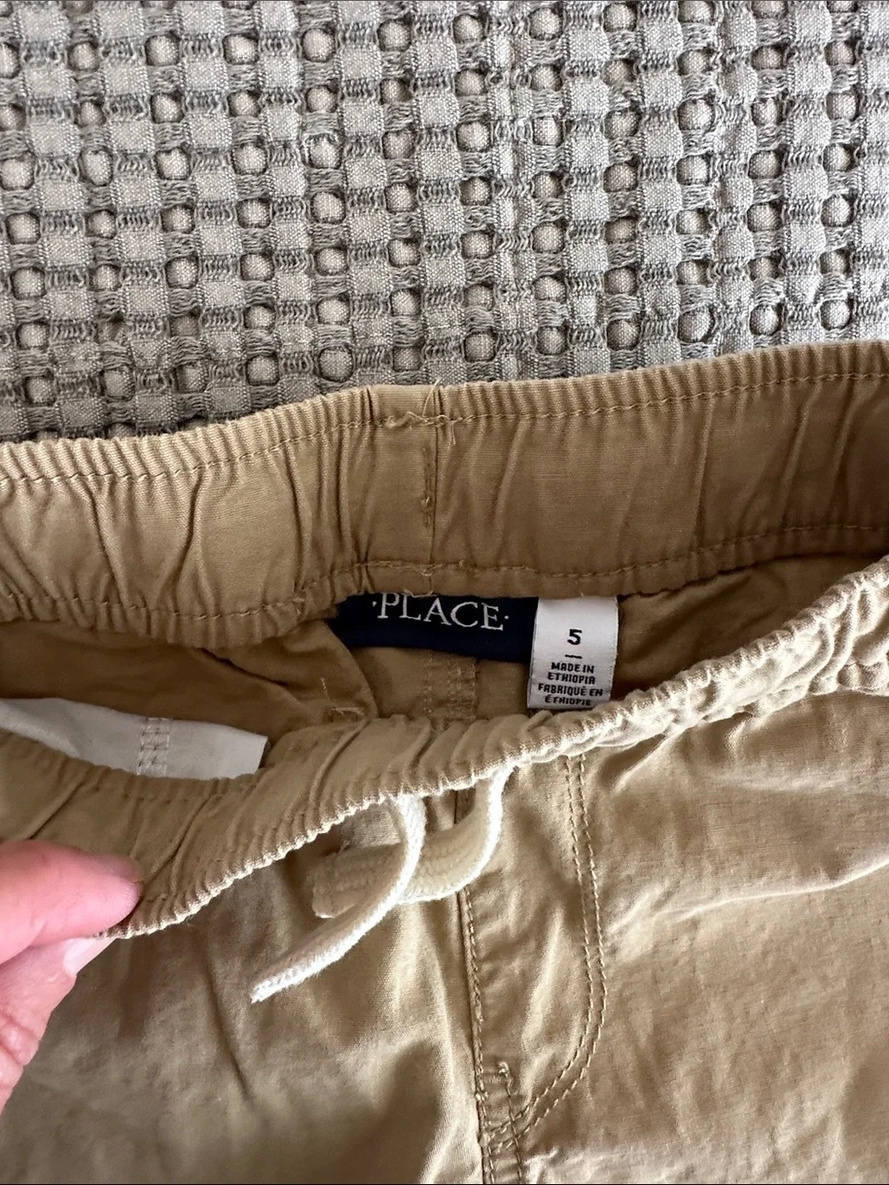 The Children's Place Tan Pull-On Shorts with White Drawstring